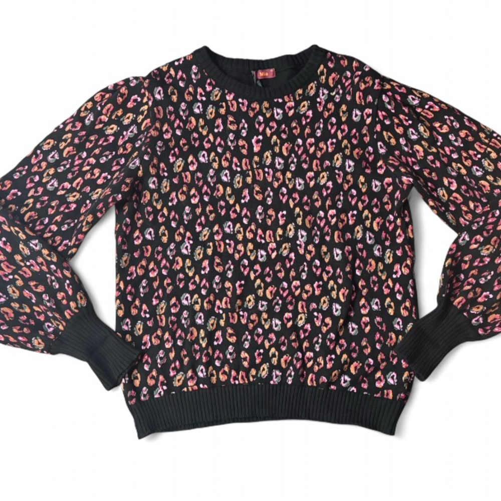 MIA Black Multicolor Leopard Print Sweater size M